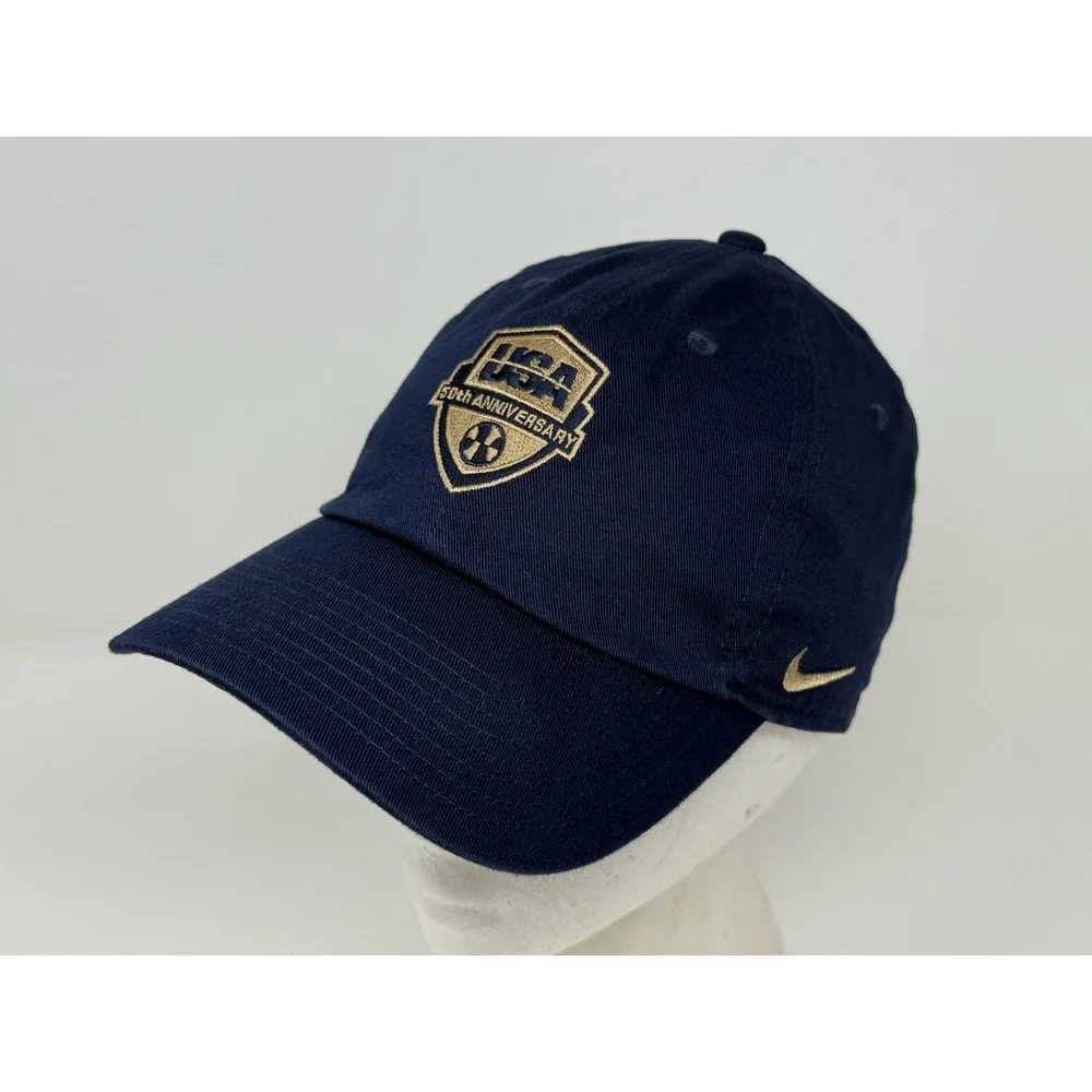 Sample Nike Team USA 50th Anniversary Olympics Navy Gold Strap Back Club Cap M/L